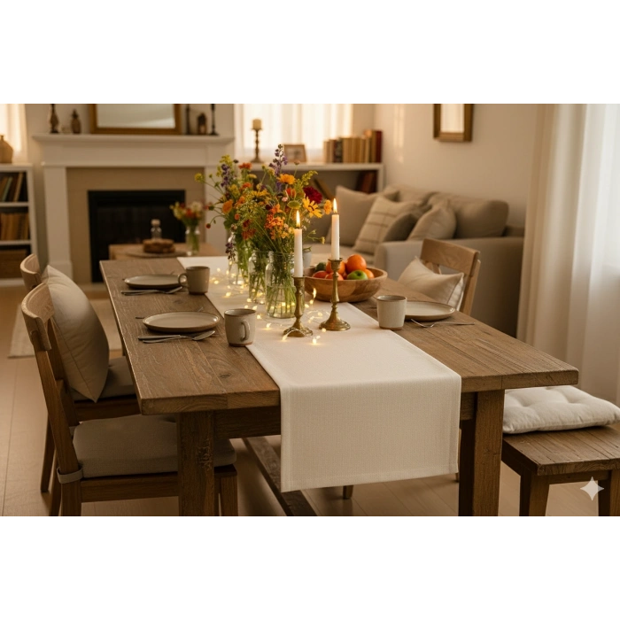 Gardenya Keten Runner Masa Örtüsü 35 x 150 cm