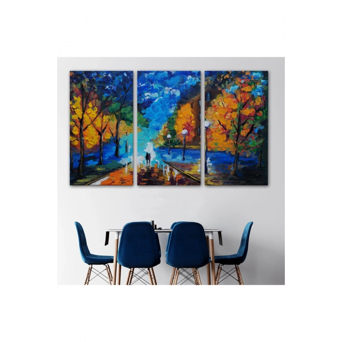 Gece Sokakta Yürüyen Sevgililer, Kanvas Duvar Tablosu-1184