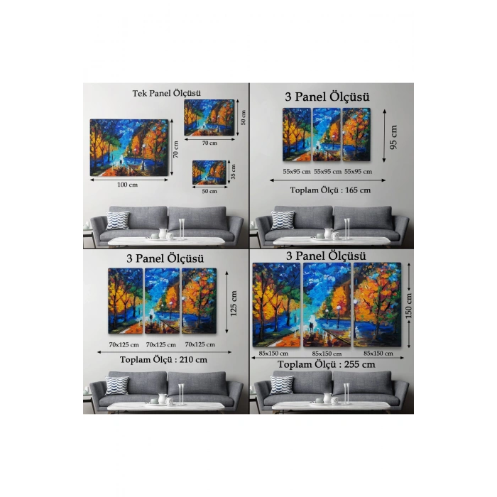 Gece Sokakta Yürüyen Sevgililer, Kanvas Duvar Tablosu-1184