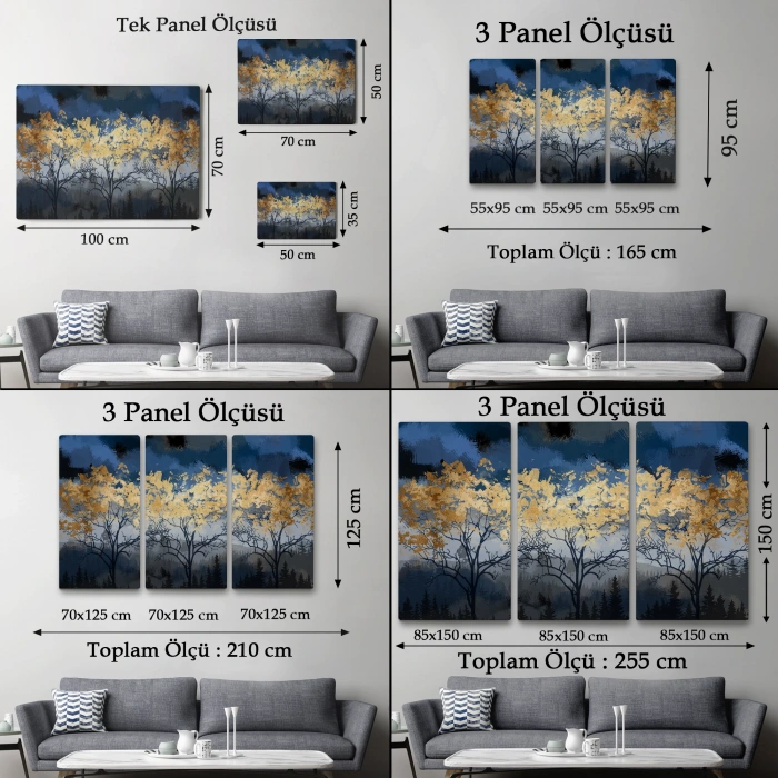 Geceyarısı Orman Manzarazı Yağlıboya Görünüm Dekoratif Tablo-3722