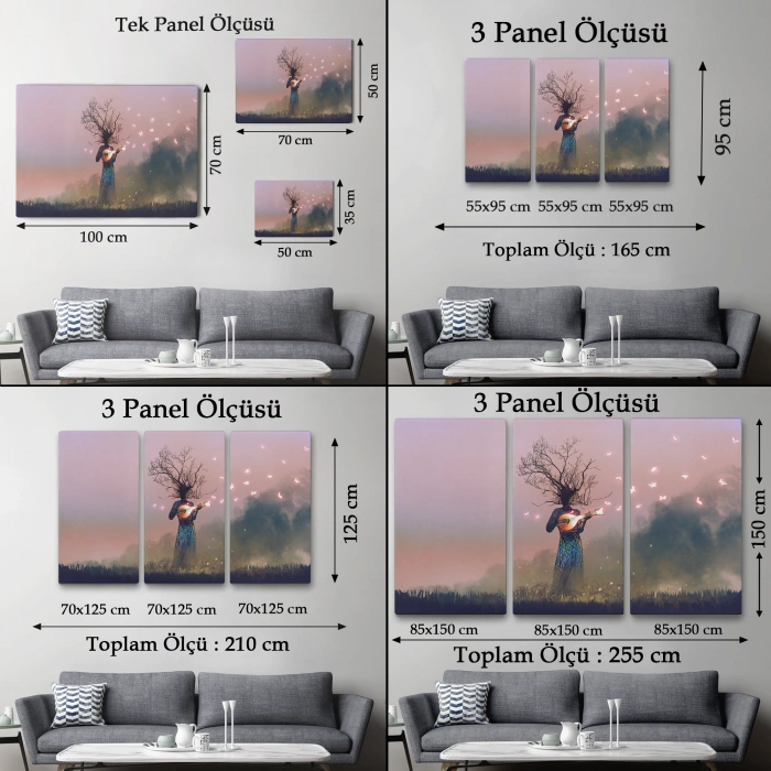 Geceyarısı Ud Çalan Kadın Kanvas Tablo-3593