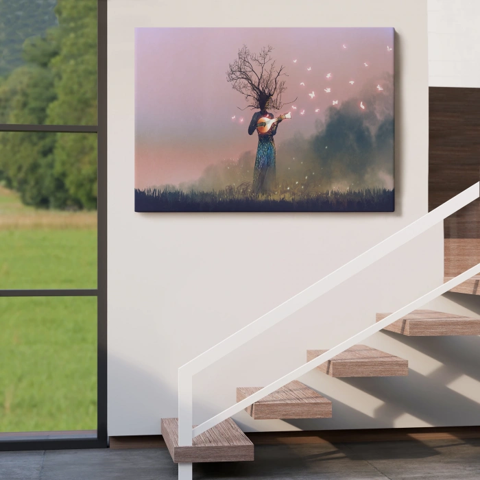 Geceyarısı Ud Çalan Kadın Kanvas Tablo-3593