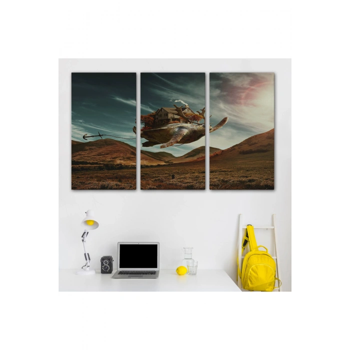 Geyik Boynuzlu Kaplunbağa Sürreal Tablo-6560