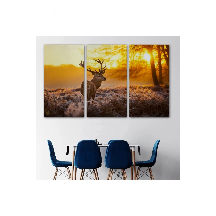 Geyik  Gün Batımı Dekoratif Kanvas Tablo 1120