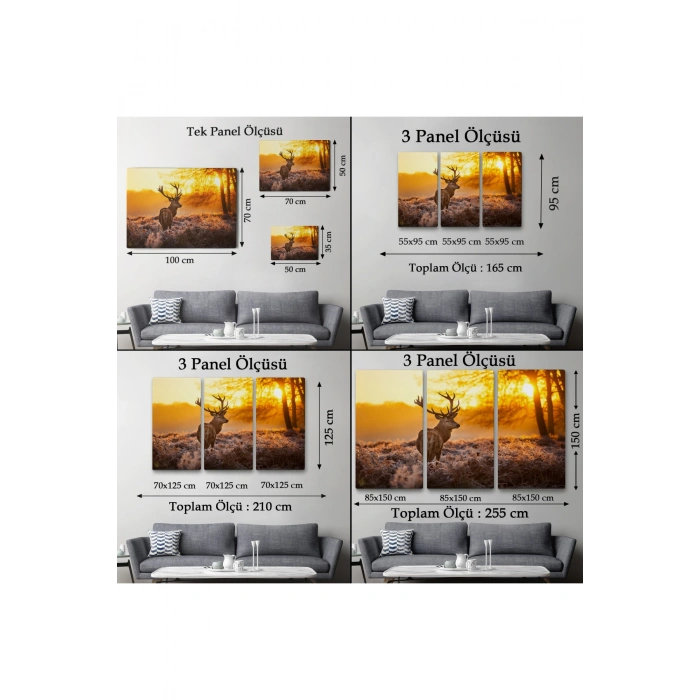 Geyik  Gün Batımı Dekoratif Kanvas Tablo 1120