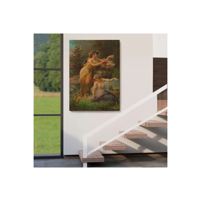 Göl kenarındaki Çiçekli Kadın Dekoratif Duvar Tablosu-6248