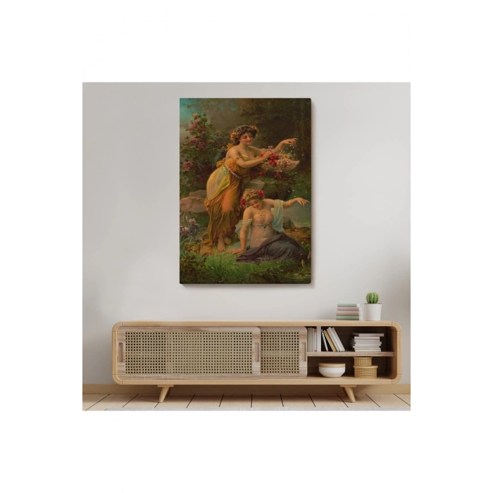 Göl kenarındaki Çiçekli Kadın Dekoratif Duvar Tablosu-6248