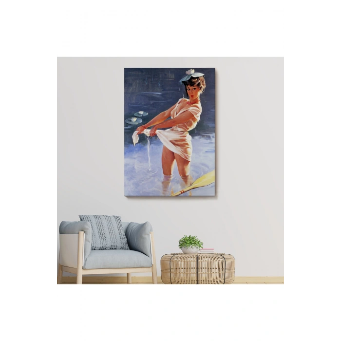 Göldeki İslanmış Sexi Kadın Duvar Tablosu-6455