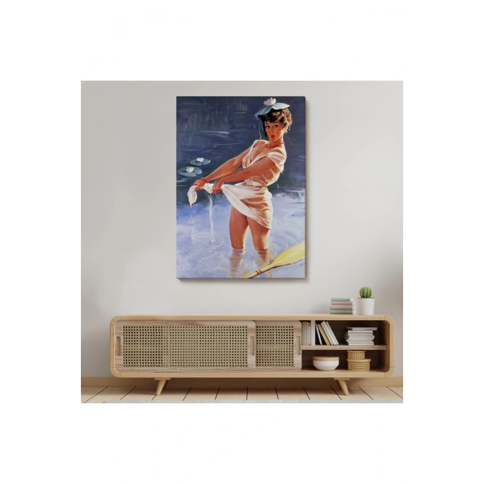 Göldeki İslanmış Sexi Kadın Duvar Tablosu-6455