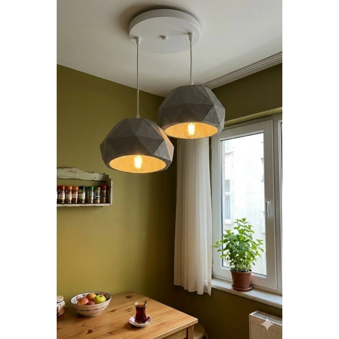 Gri 2 Li Geometrik Avize 25 x 25