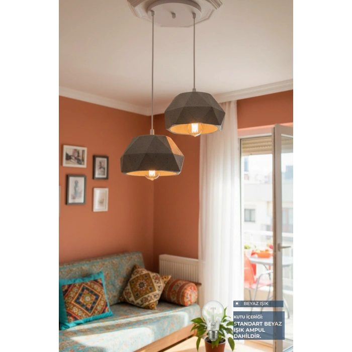 Gri 2 Li Geometrik Avize 25 x 25