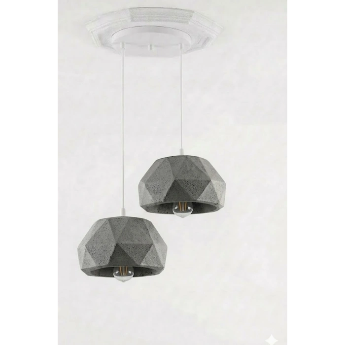 Gri 2 Li Geometrik Avize 25 x 25