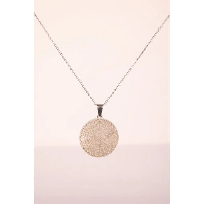 Gümüş Renk Cennetül Esma Yazılı Çelik Kolye Kararmaz Paslanmaz Zincirli Unisex Kolye