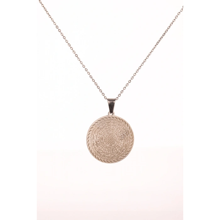 Gümüş Renk Cennetül Esma Yazılı Çelik Kolye Kararmaz Paslanmaz Zincirli Unisex Kolye