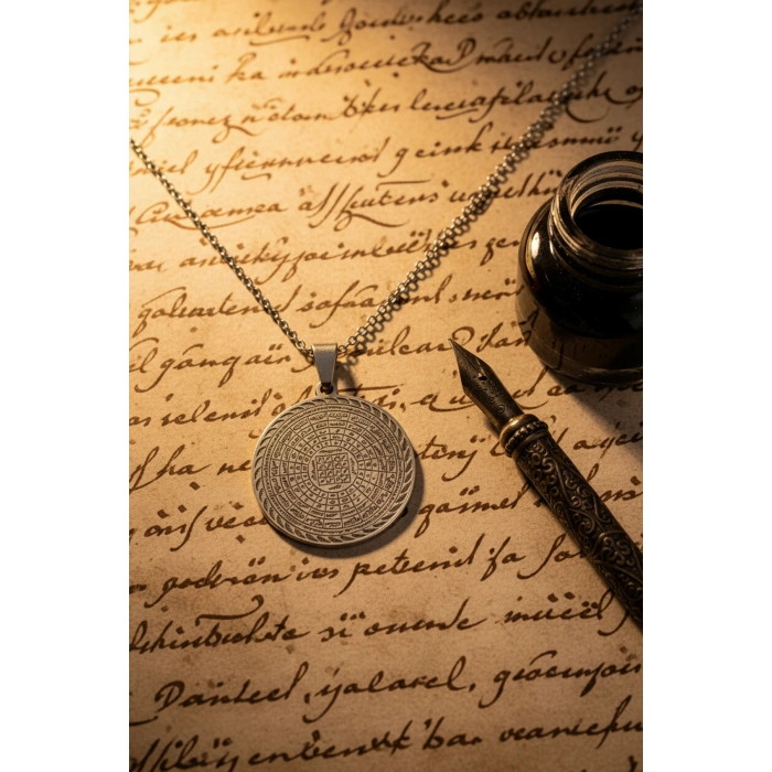 Gümüş Renk Cennetül Esma Yazılı Çelik Kolye Kararmaz Paslanmaz Zincirli Unisex Kolye