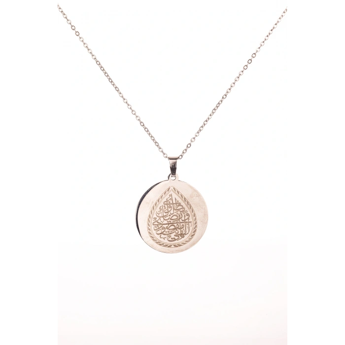 Gümüş Renk İlâhe Ente Maksûdî Çelik Kolye Paslanmaz Zincir Kararmaz