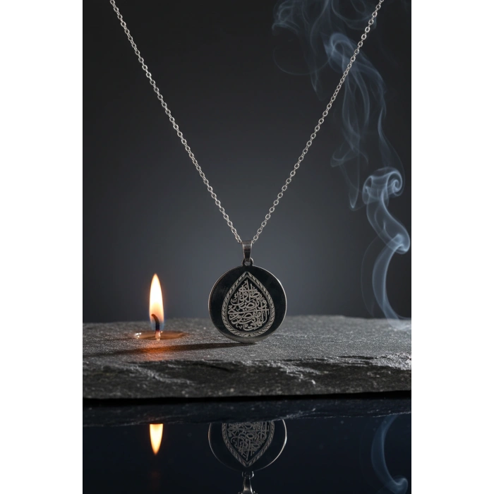 Gümüş Renk İlâhe Ente Maksûdî Çelik Kolye Paslanmaz Zincir Kararmaz