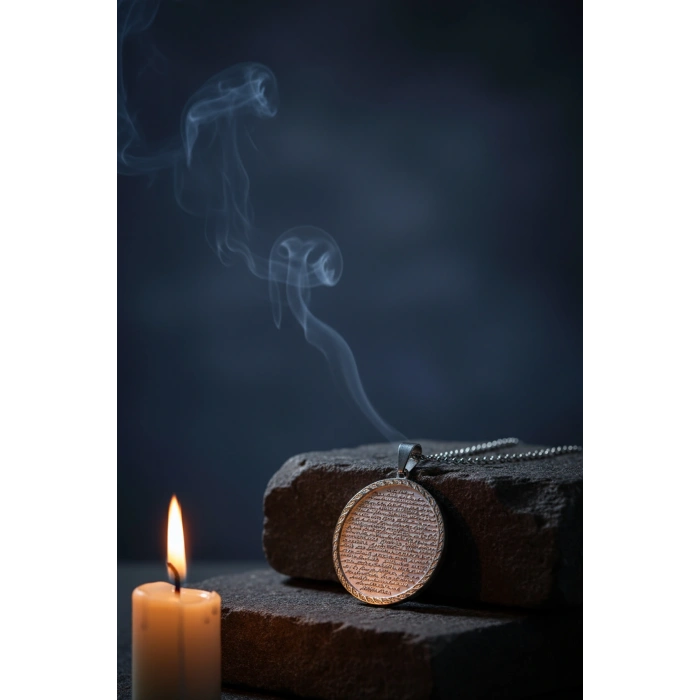 Gümüş Renk Vakıa Suresi Yazılı Çelik Kolye Kararmaz Paslanmaz Zincirli Unisex kolye