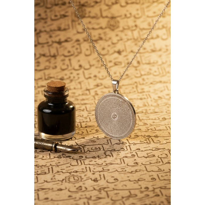 Gümüş Renk Yasin-i Şerif Çelik Kolye Paslanmaz Zincir Kararmaz