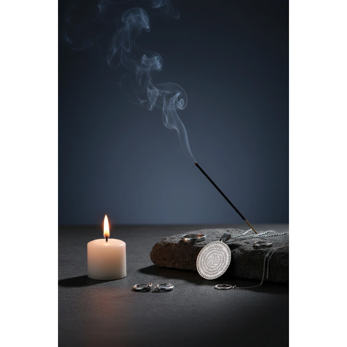 Hakkani Mührü ve Nalı Şerif Yazılı Gümüş Kaplama Çelik Kolye