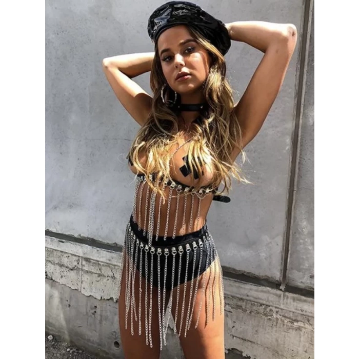 Harness Fantezi Zincir Külot Sütyen Yağmur Serisi