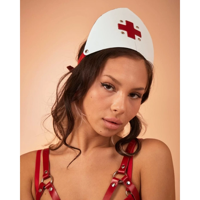 Harness Taç Bustiyer Etek Kırmızı Harness Deri Takım