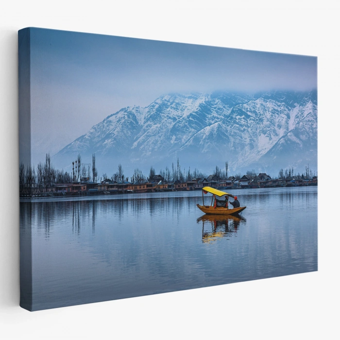 Hindistan Srinagar Dal Gölü Kış Manzara Tablosu-1244