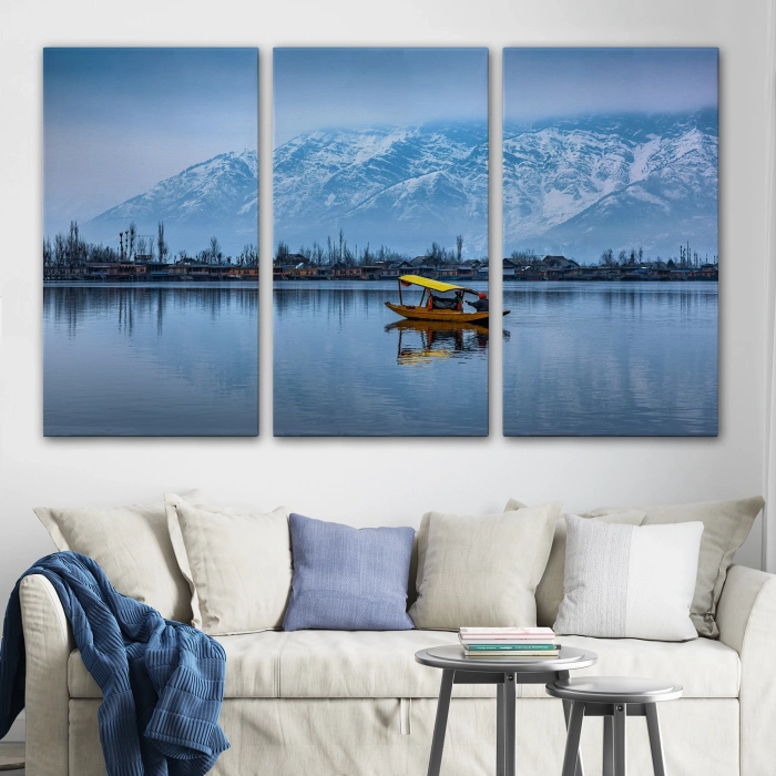 Hindistan Srinagar Dal Gölü Kış Manzara Tablosu-1244