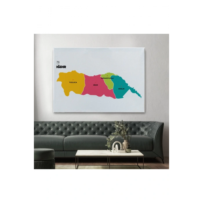 Iğdır  İli ve İlçeler Haritası  Dekoratif Kanvas Tablo 1357