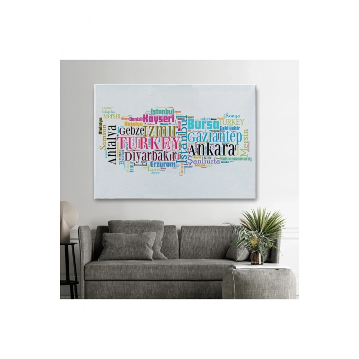 İller İsimli Dekoratif Kanvas Tablo 1003