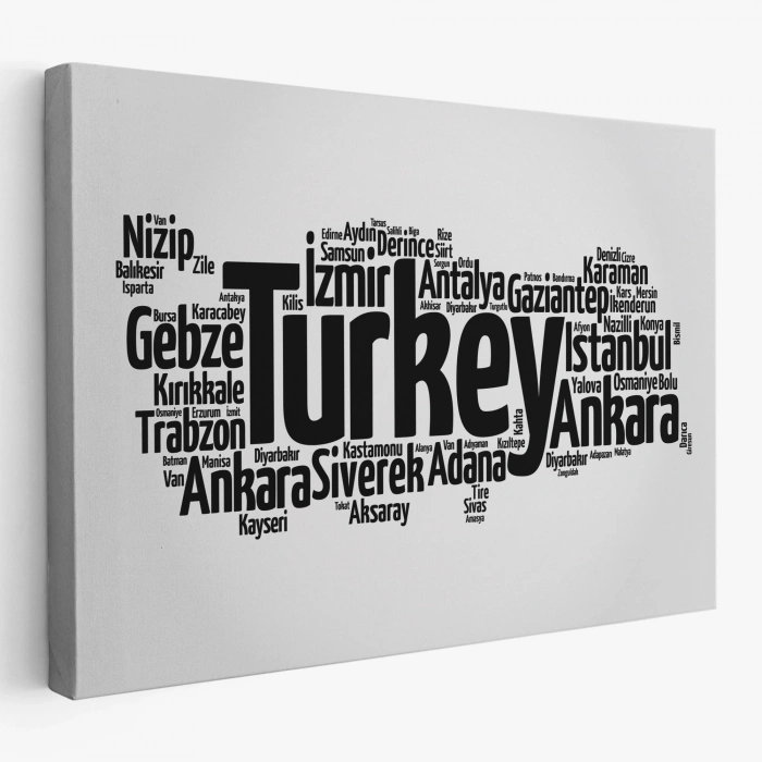 İller İsimli Dekoratif Kanvas Tablo 1018