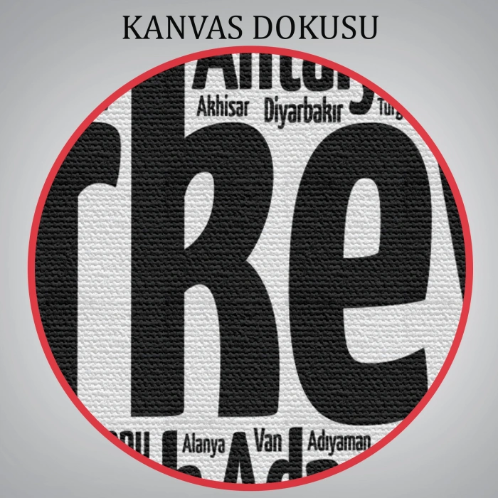 İller İsimli Dekoratif Kanvas Tablo 1018