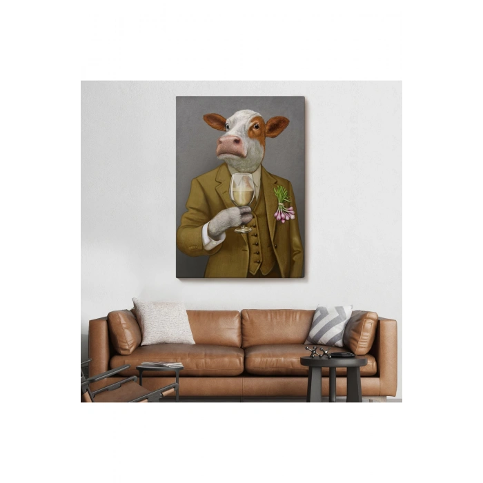 İnsan Kıyafetli Dana Dekoratif Duvar Tablosu -6375