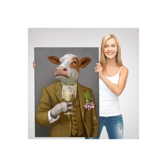 İnsan Kıyafetli Dana Dekoratif Duvar Tablosu -6375