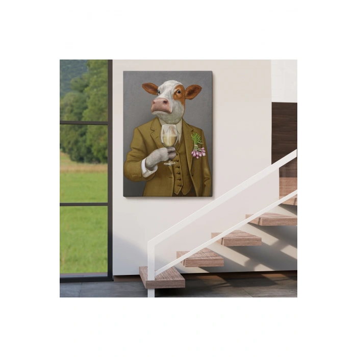 İnsan Kıyafetli Dana Dekoratif Duvar Tablosu -6375
