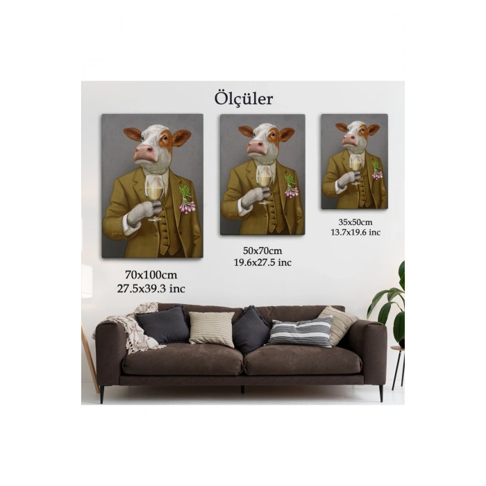 İnsan Kıyafetli Dana Dekoratif Duvar Tablosu -6375