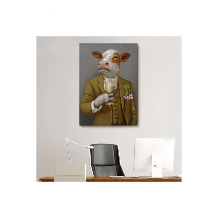 İnsan Kıyafetli Dana Dekoratif Duvar Tablosu -6375