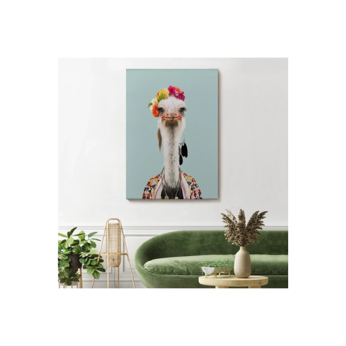 İnsan Kıyafetli Deve Kuşu Dekoratif Duvar Tablosu -6286