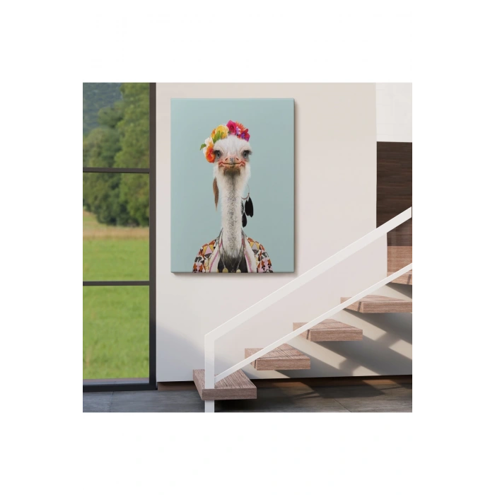 İnsan Kıyafetli Deve Kuşu Dekoratif Duvar Tablosu -6286