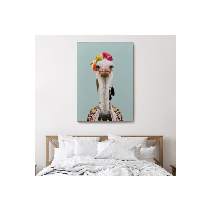 İnsan Kıyafetli Deve Kuşu Dekoratif Duvar Tablosu -6286