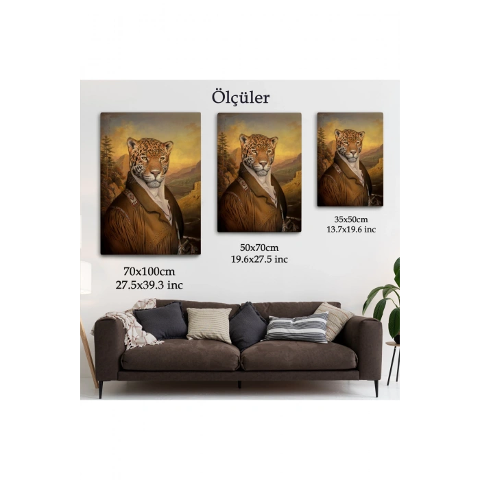 İnsan Kıyafetli Jaguar Dekoratif Duvar Tablosu-6331