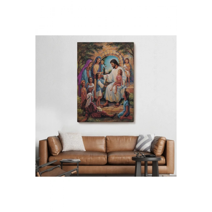 İsa Mesih ve Çocuklar Dekortif Duvar Tablosu-6236