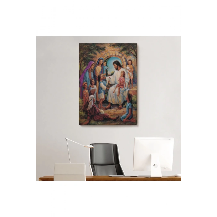 İsa Mesih ve Çocuklar Dekortif Duvar Tablosu-6236