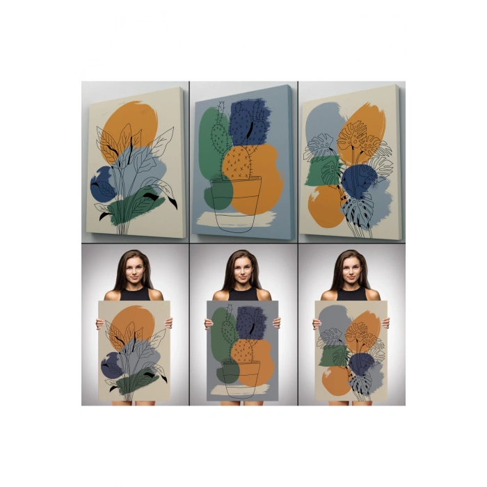 İskandinav Tarzı Bohem Minimal 3 lü Tablo Seti-AF-6