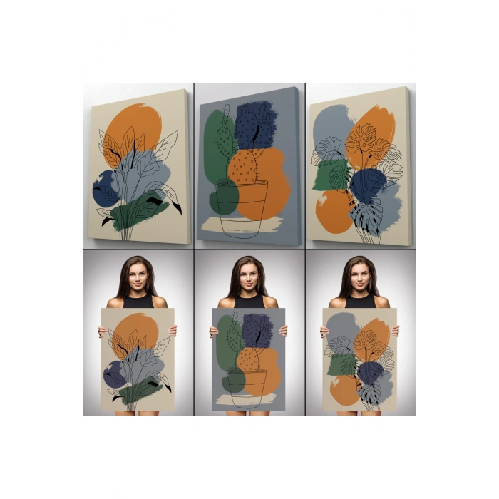 İskandinav Tarzı Bohem Minimal 3 lü Tablo Seti-AF-6