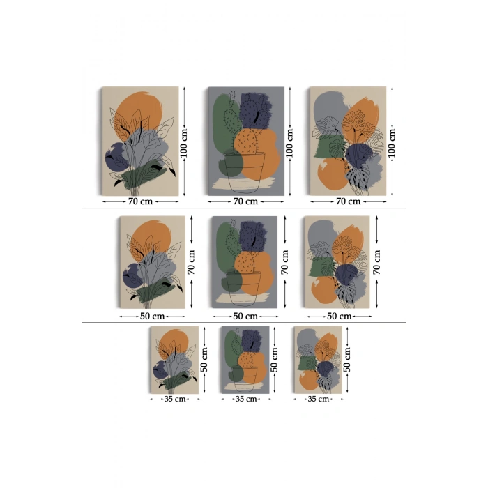 İskandinav Tarzı Bohem Minimal 3 lü Tablo Seti-AF-6