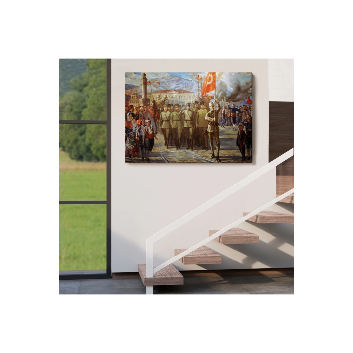 İzmirin Kurtuluşu Tablosu - Atatürkün İzmire Girişi-6627