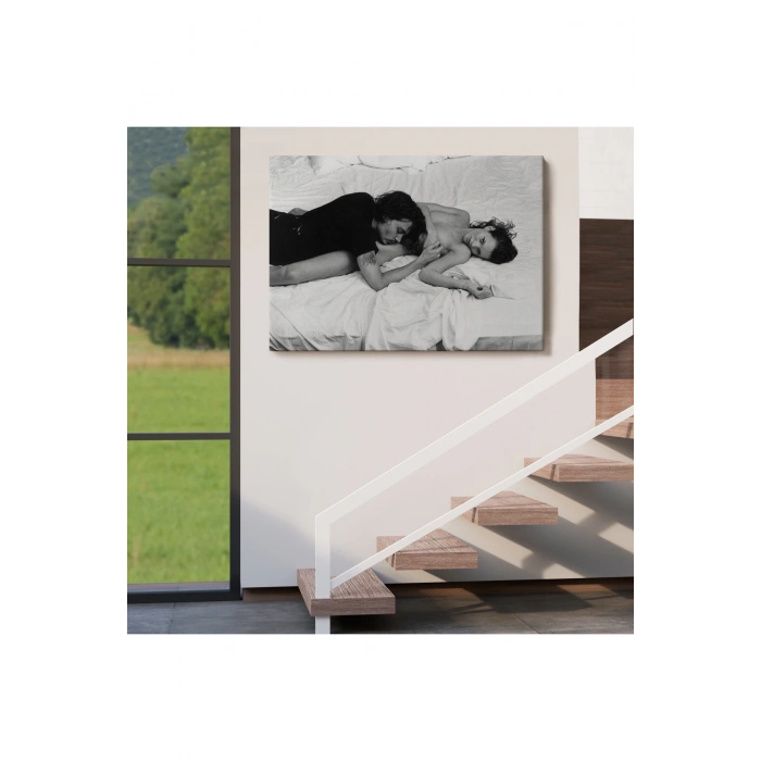 Johnny Depp ve Kate Moss Duvar Tablosu, Siyah Beyaz-6525