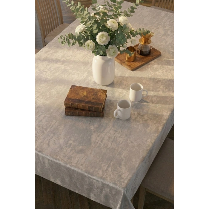 Kadife Keten Dokulu Masa Örtüsü