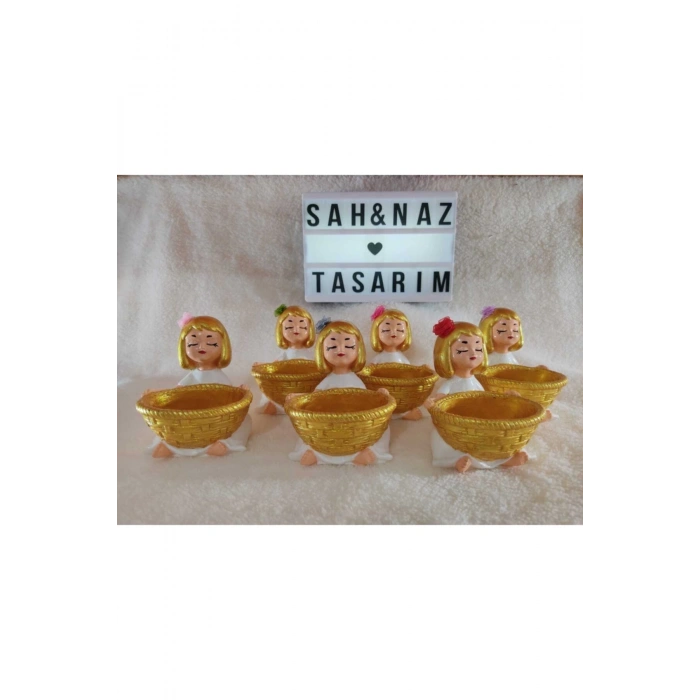 Kahve Yanı Sunumluk Altın Kızlar Lokumcu Kız 6lı Set